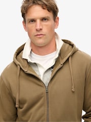 Superdry Washed Teak Brown 100% Cotton Contrast Stitch Zip Hoodie - Image 4 of 6