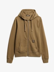 Superdry Washed Teak Brown 100% Cotton Contrast Stitch Zip Hoodie - Image 5 of 6
