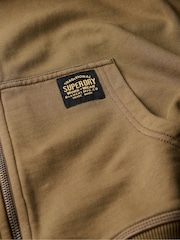 Superdry Washed Teak Brown 100% Cotton Contrast Stitch Zip Hoodie - Image 6 of 6