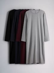 The Set 4 Pack Essential Lightweight Maxi Long Sleeve T-Shirt Dresses - صورة 1 من 7