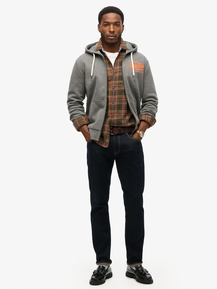 Superdry Storm Grey Heather Neon Graphic Zip Hoodie - Image 1 of 5