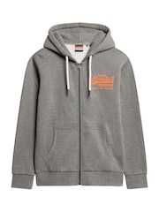 Superdry Storm Grey Heather Neon Graphic Zip Hoodie - Image 3 of 5