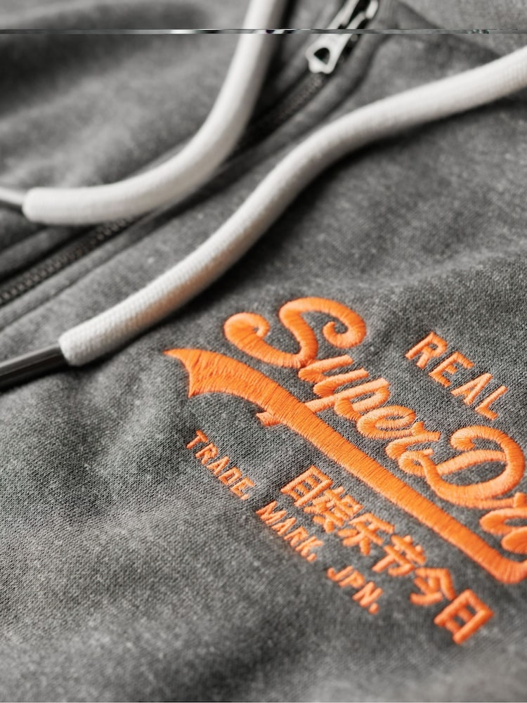 Superdry Storm Grey Heather Neon Graphic Zip Hoodie - Image 5 of 5