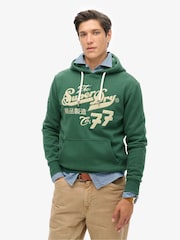 Superdry Academy Green Embroider Script Graphic Hoodie - Image 1 of 5