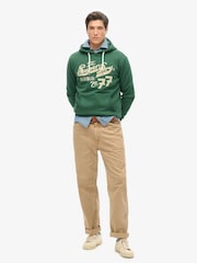 Superdry Academy Green Embroider Script Graphic Hoodie - Image 2 of 5