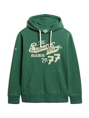 Superdry Academy Green Embroider Script Graphic Hoodie - Image 4 of 5