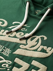 Superdry Academy Green Embroider Script Graphic Hoodie - Image 5 of 5