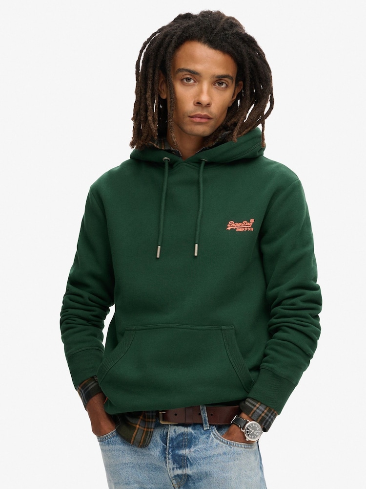 Superdry Green Enamel Essential Slim Fit Logo Hoodie - Image 1 of 6
