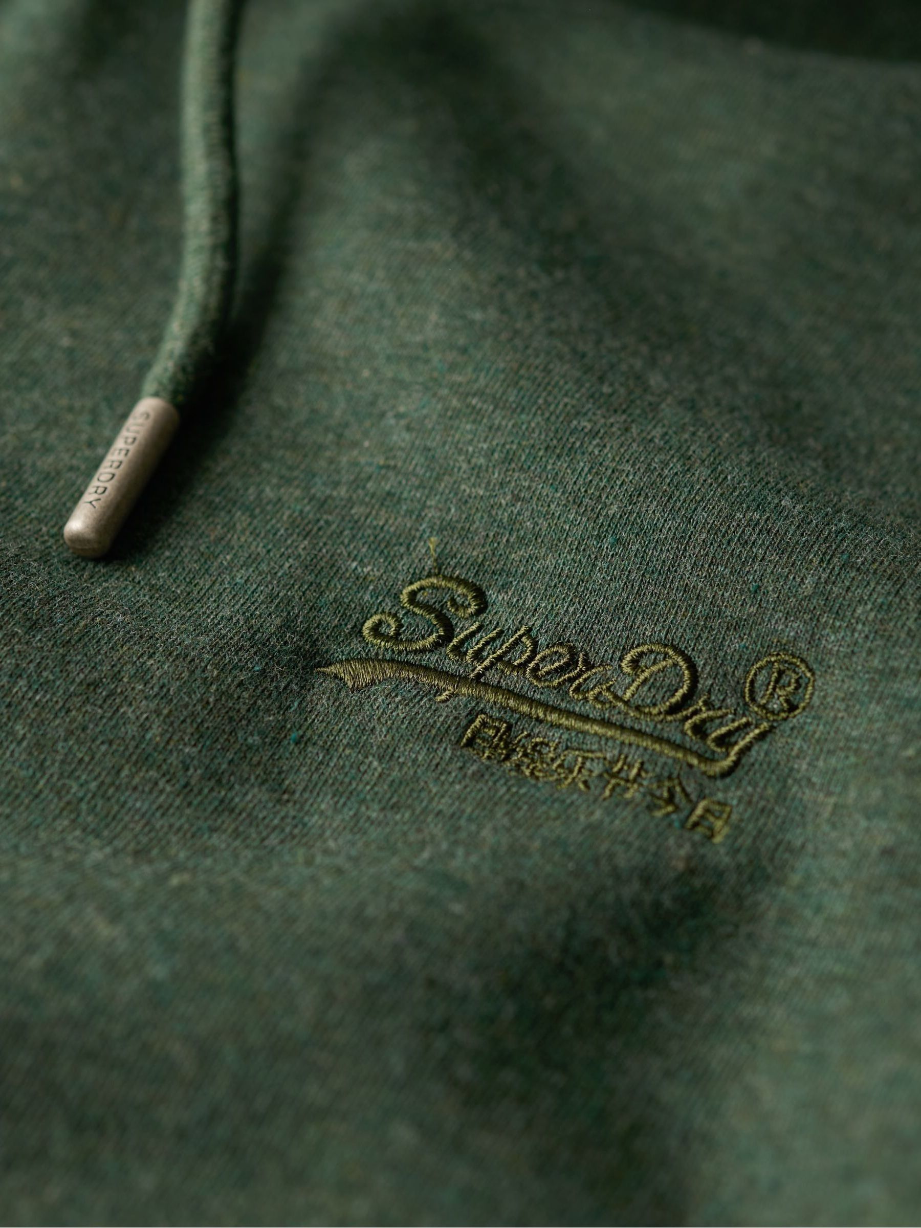 Superdry Green Deep Forest Marl Essential Slim Fit Logo Hoodie - Image 6 of 6