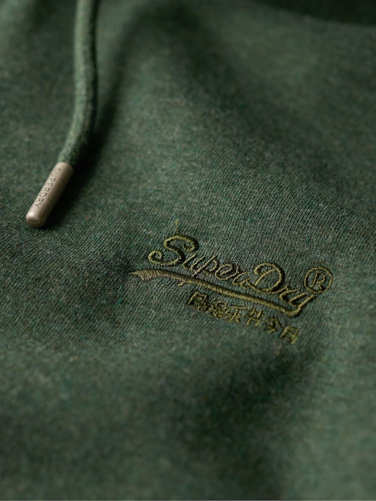 Superdry Green Deep Forest Marl Essential Slim Fit Logo Hoodie - Image 6 of 6