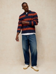 White Stuff Blue Buckley Striped Rugby Jumper - Image 1 of 6