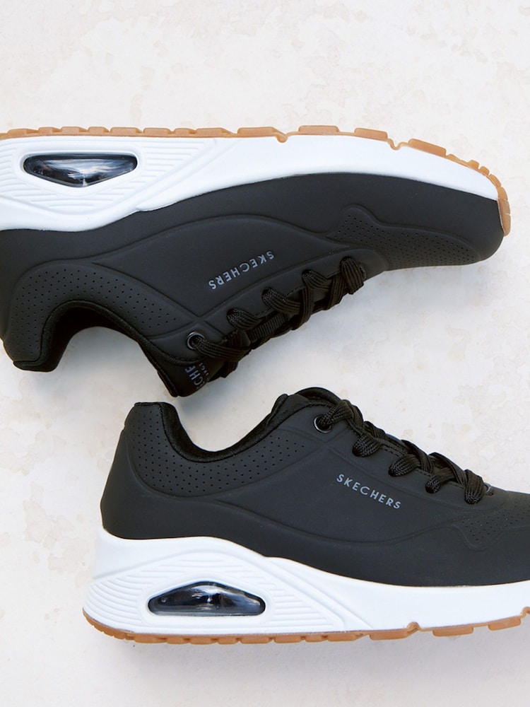 Buy Skechers Black/White Womens Standard Fit Uno Trainers from the