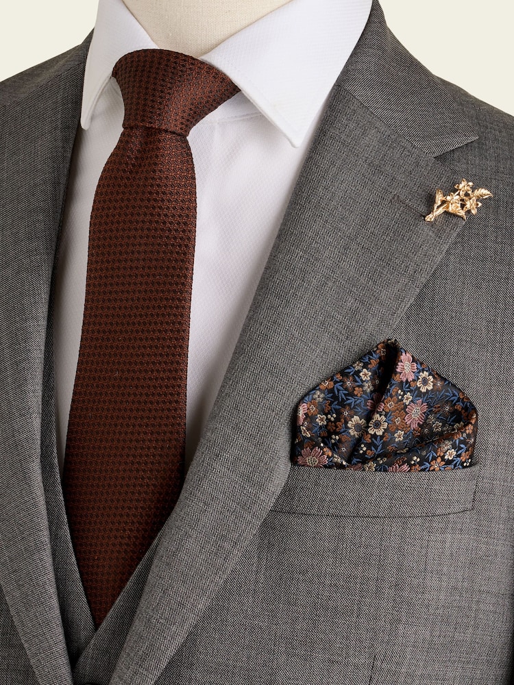Rust Red Tie Pocket Square And Pin Set - Image 1 of 4