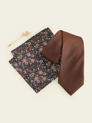Rust Red Tie Pocket Square And Pin Set - Image 2 of 4
