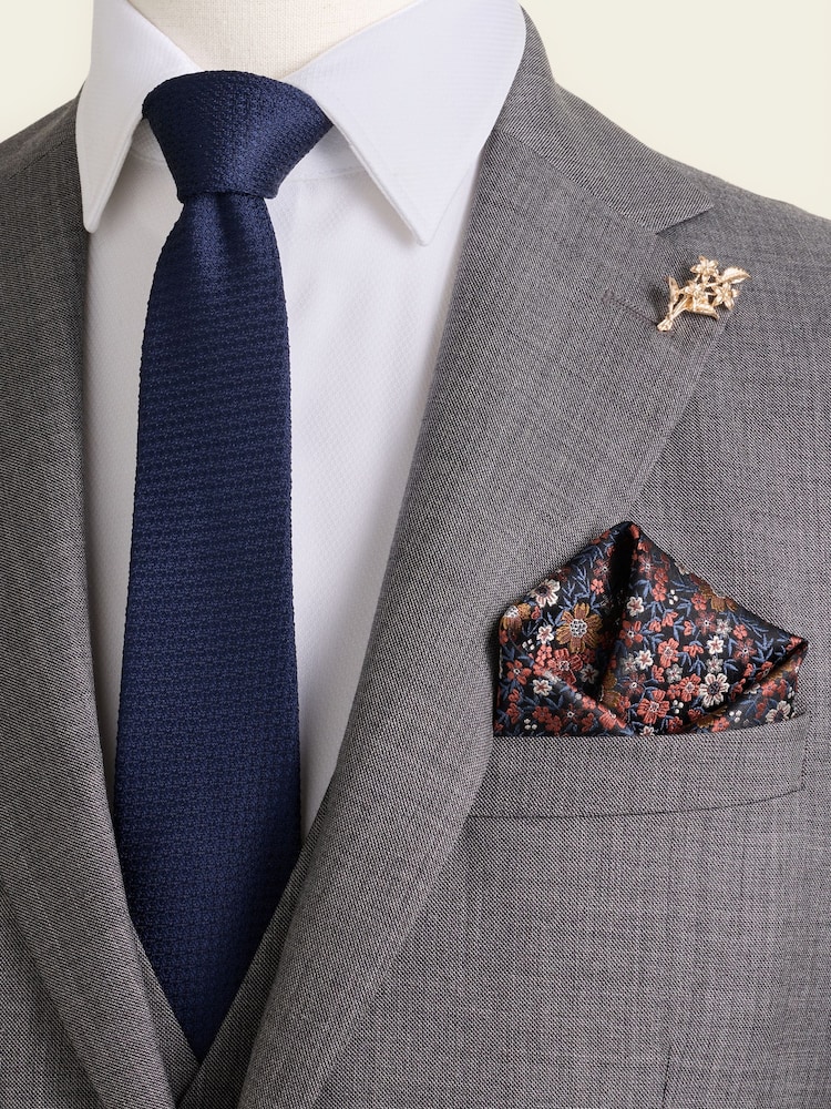 Navy Blue Tie Pocket Square And Pin Set - Image 1 of 5 Navy Blue Tie Pocket Square And Pin Set - Image 1 of 5