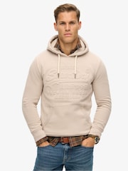 Superdry Chateau Grey Embossed Vintage Logo Hoodie - Image 1 of 5