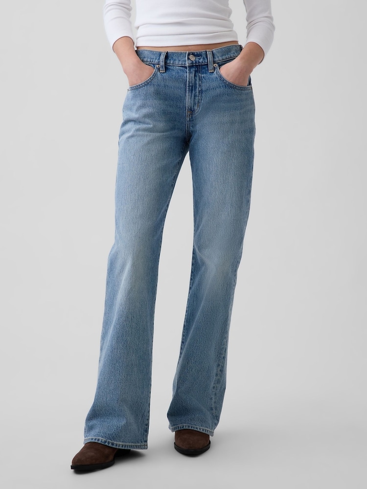 Gap Light Wash Mid Rise Relaxed Flare Jeans - Image 1 of 5