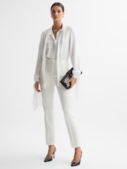 Reiss Off White Mila Slim Fit Wool Blend Suit Trousers - Image 3 of 5