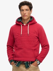 Superdry Garnet Red Embossed Vintage Logo Hoodie - Image 1 of 6