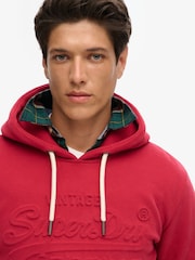 Superdry Garnet Red Embossed Vintage Logo Hoodie - Image 3 of 6