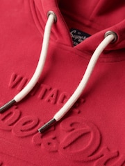 Superdry Garnet Red Embossed Vintage Logo Hoodie - Image 6 of 6