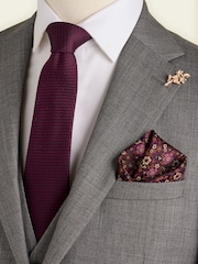 Burgundy Red Tie Pocket Square And Pin Set - Image 1 of 4