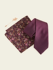 Burgundy Red Tie Pocket Square And Pin Set - Image 2 of 4