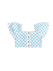Nicole Miller Multi Printed Crop 100% Cotton Blouse - Image 1 of 4