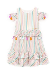 Nicole Miller Striped Cotton White 100% Cotton Dress - Image 1 of 4