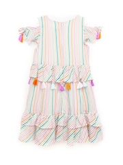 Nicole Miller Striped Cotton White 100% Cotton Dress - Image 2 of 4
