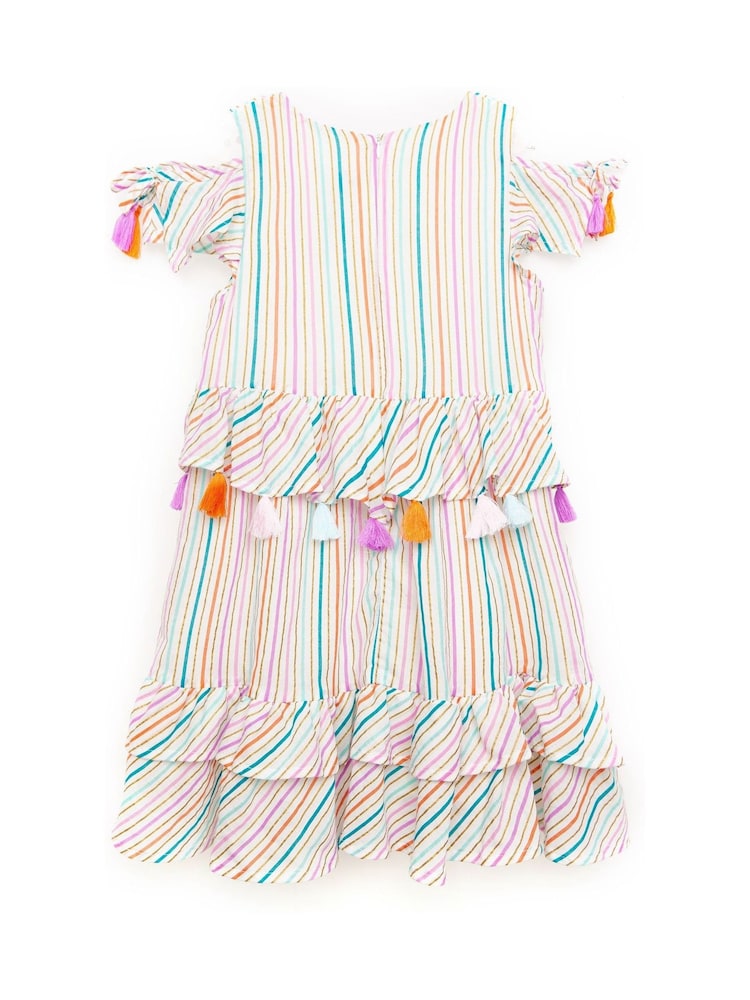 Nicole Miller Striped Cotton White 100% Cotton Dress - Image 2 of 4