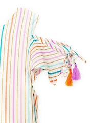 Nicole Miller Striped Cotton White 100% Cotton Dress - Image 3 of 4