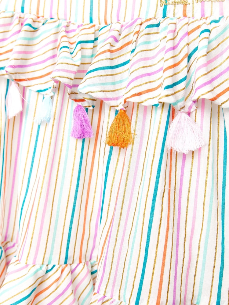Nicole Miller Striped Cotton White 100% Cotton Dress - Image 4 of 4