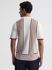 Reiss White/Camel Heath Striped Cuban Collar Shirt - Image 4 of 4