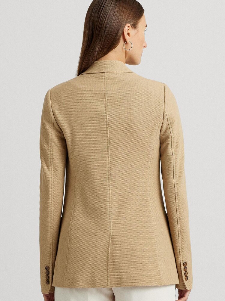 Lauren Ralph Lauren Bullion Stretch Cotton Pique Tan Brown Blazer - Image 2 of 8