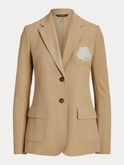 Lauren Ralph Lauren Bullion Stretch Cotton Pique Tan Brown Blazer - Image 8 of 8