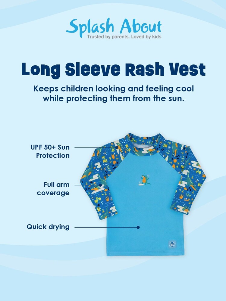 Splash About Blue Long Sleeved Rash Vest - Image 7 of 7 Splash About Blue Long Sleeved Rash Vest - Image 7 of 7