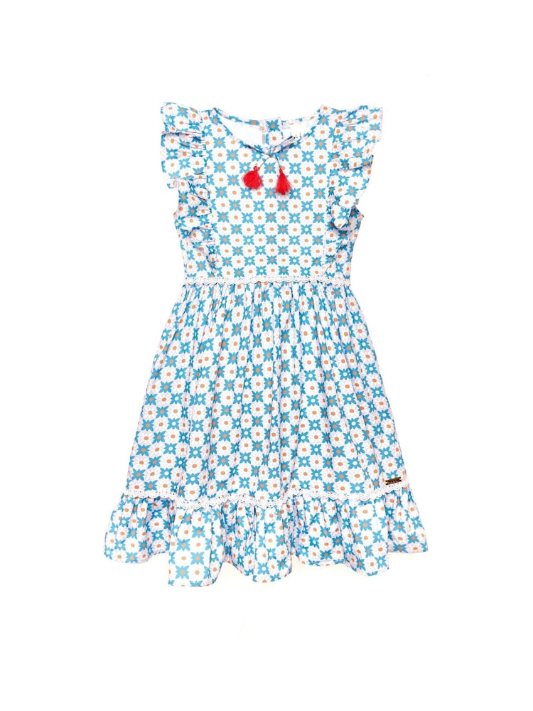 Nicole Miller Blue Printed 100% Cotton Derss - Image 1 of 4