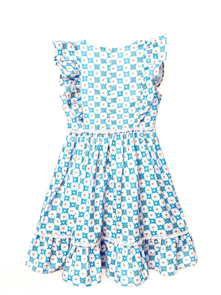 Nicole Miller Blue Printed 100% Cotton Derss - Image 2 of 4