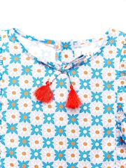 Nicole Miller Blue Printed 100% Cotton Derss - Image 3 of 4