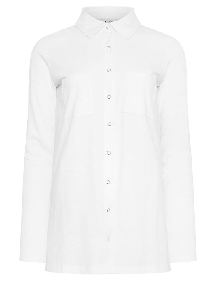 Long Tall Sally White 100% Cotton Jersey Shirt - Image 6 of 6