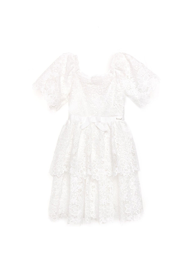 Nicole Miller Guipure Lace White Derss - Image 1 of 5