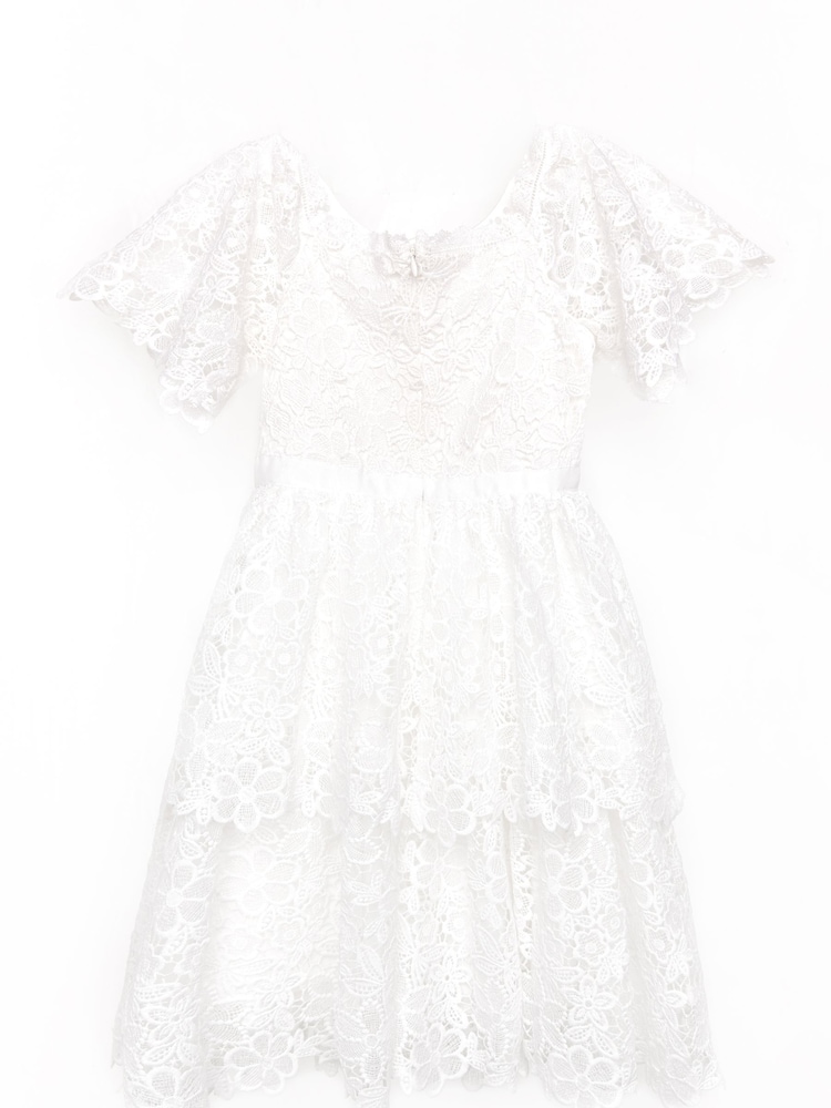Nicole Miller Guipure Lace White Derss - Image 2 of 5
