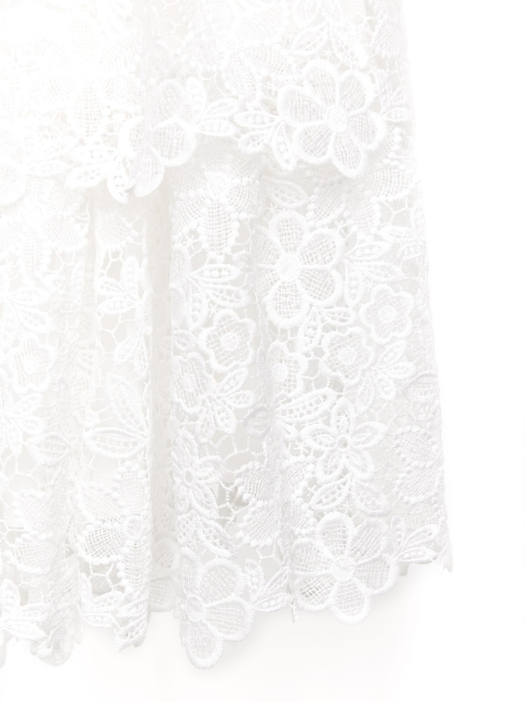 Nicole Miller Guipure Lace White Derss - Image 5 of 5