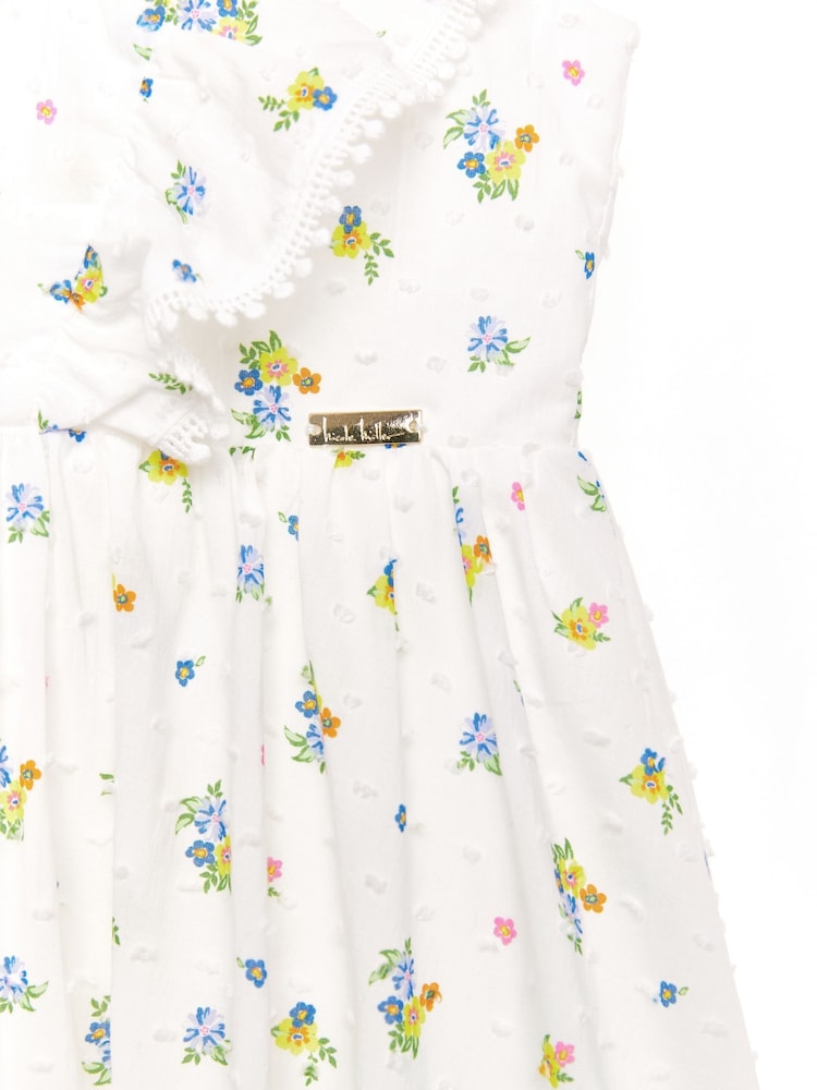 Nicole Miller Jacquard Tulle White 100% Cotton Dress - Image 4 of 4
