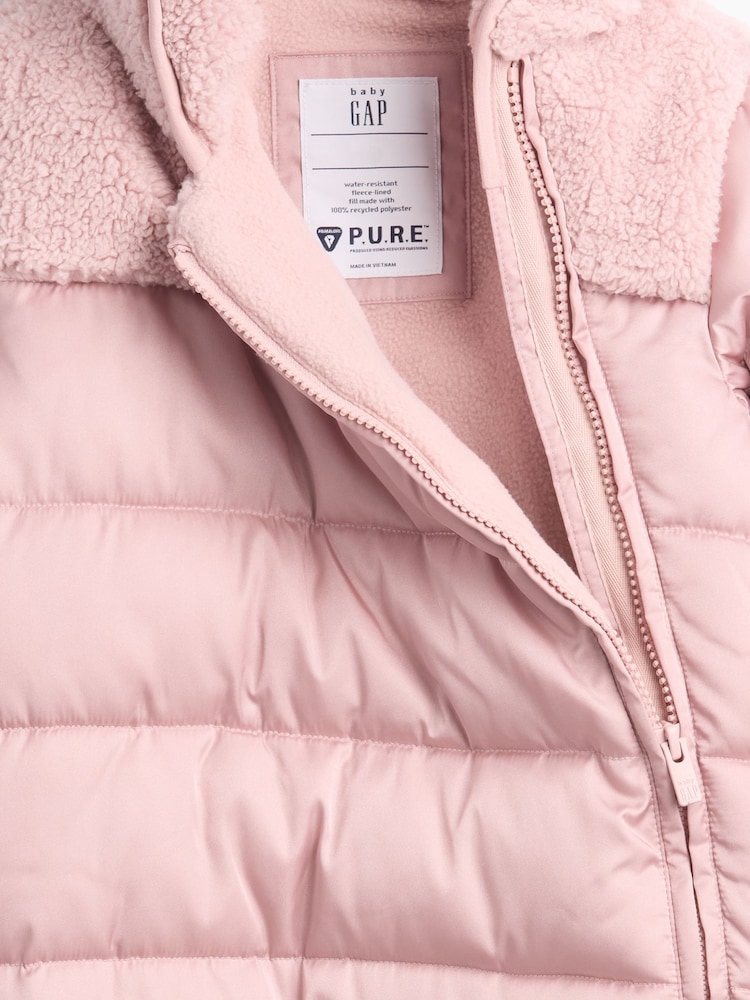 Gap Pink Hooded One-Piece Snowsuit (0-12mths) - Image 3 of 3 Gap Pink Hooded One-Piece Snowsuit (0-12mths) - Image 3 of 3