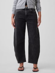 Gap Black High Waisted Barrel Jeans - Image 1 of 6