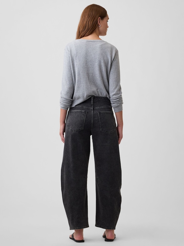 Gap Black High Waisted Barrel Jeans - Image 2 of 6 Gap Black High Waisted Barrel Jeans - Image 2 of 6