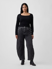 Gap Black High Waisted Barrel Jeans - Image 5 of 6