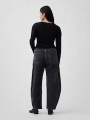 Gap Black High Waisted Barrel Jeans - Image 6 of 6
